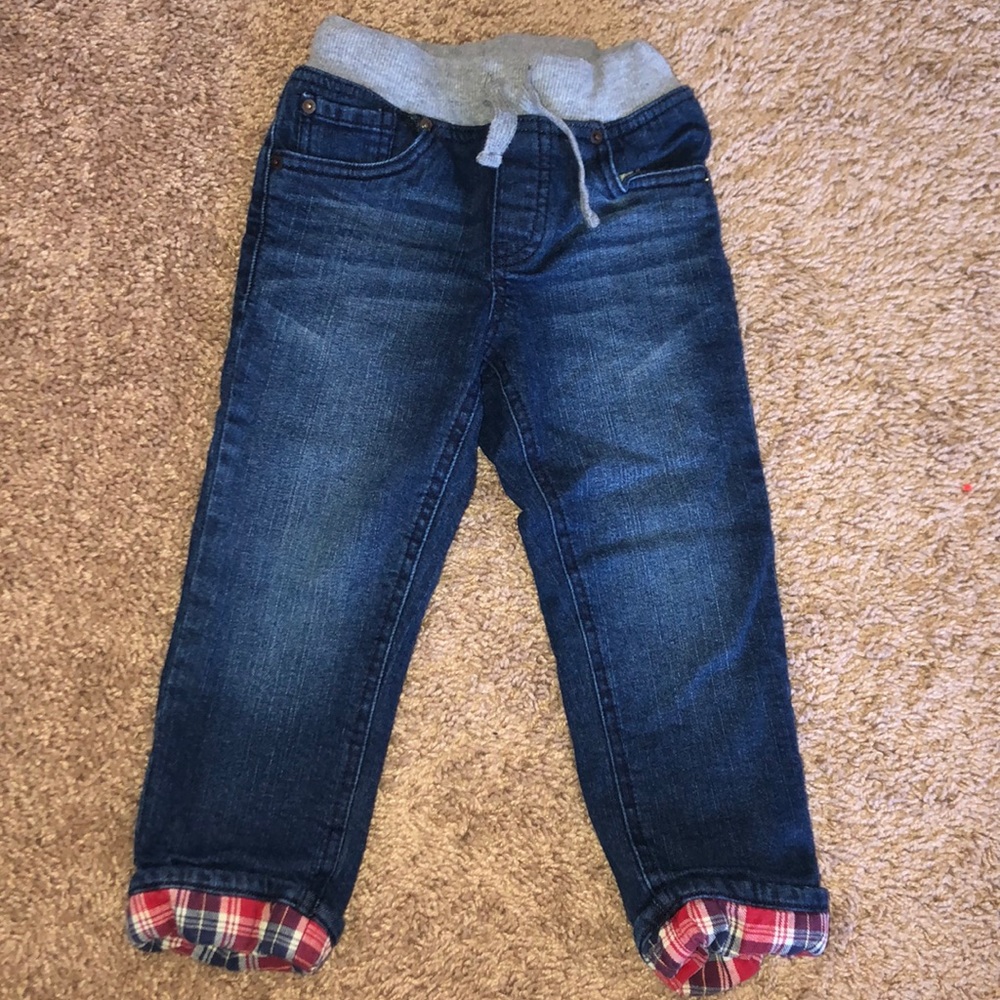 Cat & Jack plaid lined jeans, cotton lined